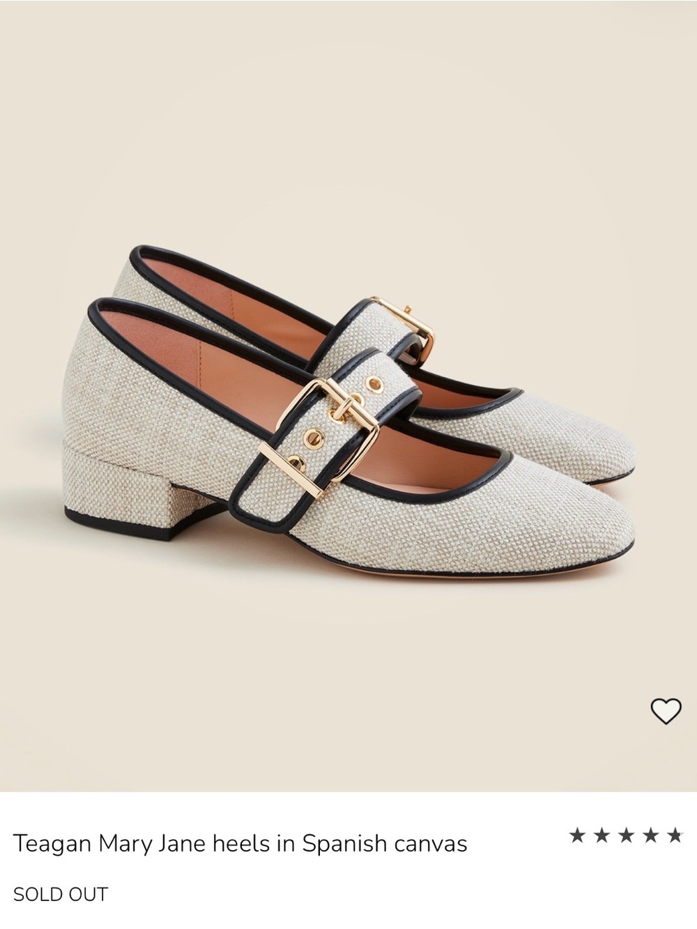 J. Crew Teagan Mary Jane Heels in Spanish Canvas Moroccan Sand